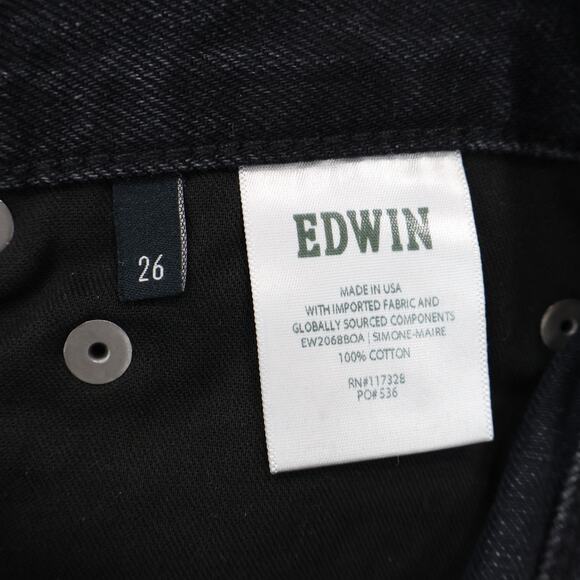 NWT Edwin Simone Mid-Rise Straight Leg Button Fly Denim Jean Maire Black Size 26 - Picture 7 of 8